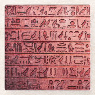 Oude Egyptische Hieroglyphs Red Glazen Onderzetter
