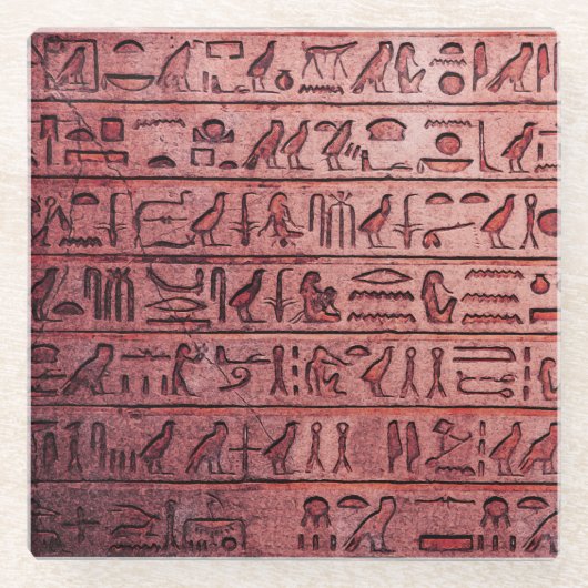 Oude Egyptische Hieroglyphs Red Glazen Onderzetter (Voorkant)
