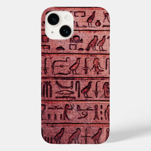 Oude Egyptische Hieroglyphs Red iPhone 14 Hoesje (Achterkant)