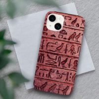 Oude Egyptische Hieroglyphs Red iPhone 14 Hoesje