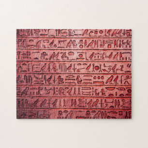 Oude Egyptische Hieroglyphs Red Legpuzzel