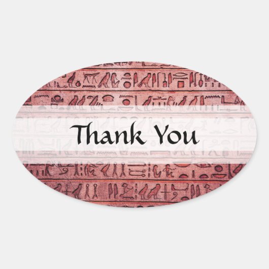 Oude Egyptische Hieroglyphs Red Ovale Sticker (Voorkant)