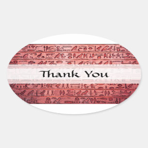 Oude Egyptische Hieroglyphs Red Ovale Sticker