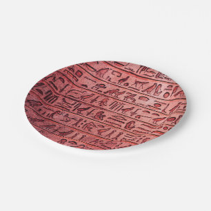 Oude Egyptische Hieroglyphs Red Paper-Borden Papieren Bordje