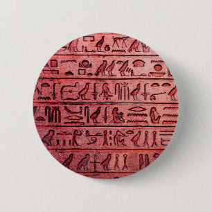 Oude Egyptische Hieroglyphs Red Ronde Button 5,7 Cm