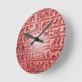 Oude Egyptische Hieroglyphs Red Ronde Klok (Hoek)