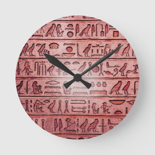 Oude Egyptische Hieroglyphs Red Ronde Klok (Voorkant)