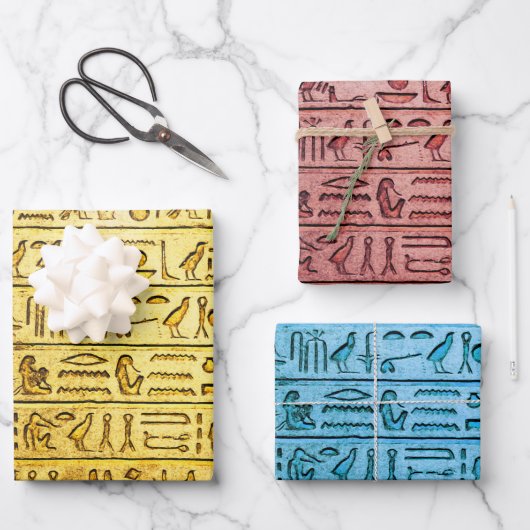 Oude Egyptische Hieroglyphs Verpakkingspapierset Inpakpapier Vel (Voorkant)