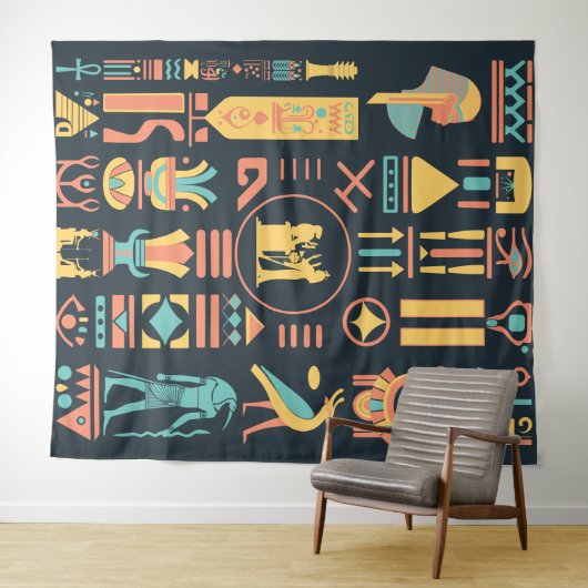 Oude Egyptische Hieroglyphs Wandkleed (In Situ (horizontaal))