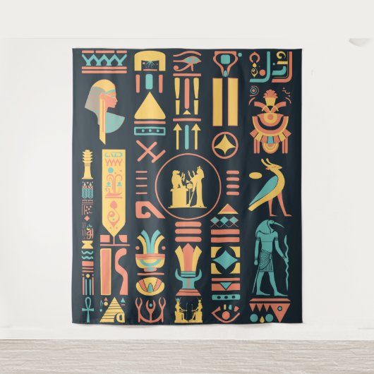Oude Egyptische Hieroglyphs Wandkleed (Voorkant)