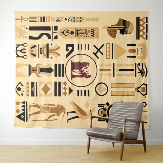 Oude Egyptische Hieroglyphs Wandkleed (In Situ (horizontaal))