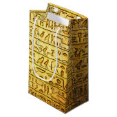 Oude Egyptische Hieroglyphs Yellow Gift Bag Klein Cadeauzakje (Voorkant Gekanteld)