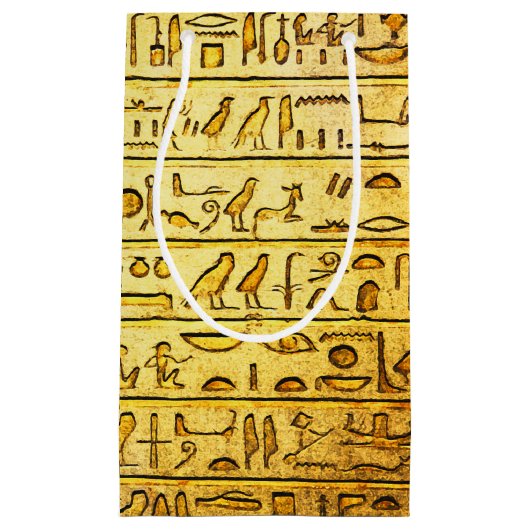Oude Egyptische Hieroglyphs Yellow Gift Bag Klein Cadeauzakje (Voorkant)