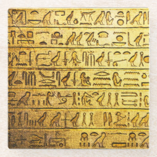 Oude Egyptische Hieroglyphs Yellow Glazen Onderzetter