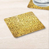 Oude Egyptische Hieroglyphs Yellow Kartonnen Onderzetters (Schuin)