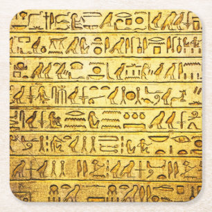 Oude Egyptische Hieroglyphs Yellow Kartonnen Onderzetters