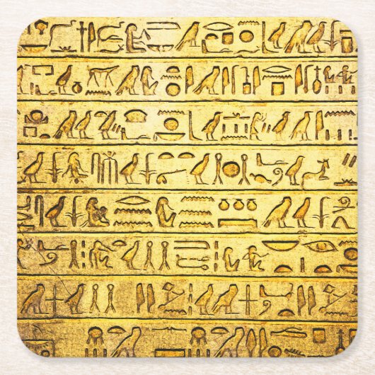 Oude Egyptische Hieroglyphs Yellow Kartonnen Onderzetters (Voorkant)