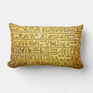 Oude Egyptische Hieroglyphs Yellow Lumbar Pillow Kussen