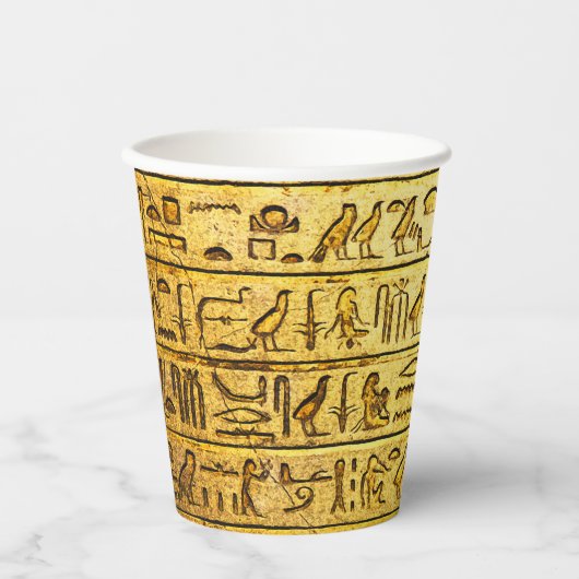 Oude Egyptische Hieroglyphs Yellow Paper Cup Papieren Bekers (Voorkant)