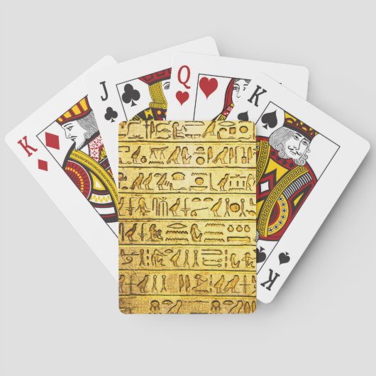 Oude Egyptische Hieroglyphs Yellow Pokerkaarten (Achterkant)
