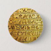 Oude Egyptische Hieroglyphs Yellow Ronde Button 5,7 Cm (Voorkant)