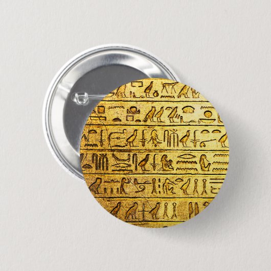Oude Egyptische Hieroglyphs Yellow Ronde Button 5,7 Cm (Voorkant /achterkant)