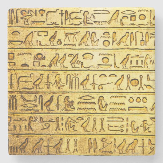 Oude Egyptische Hieroglyphs Yellow Stenen Onderzetter (Voorkant)