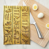 Oude Egyptische Hieroglyphs Yellow Theedoek (Quarter Fold)