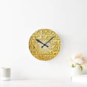 Oude Egyptische Hieroglyphs Yellow Wall klok (Huis)