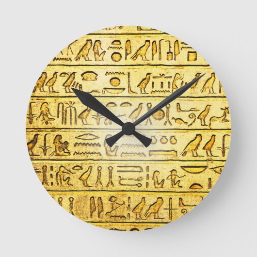 Oude Egyptische Hieroglyphs Yellow Wall klok (Voorkant)