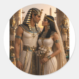 Oude Egyptische Huwelijk Koninklijk Paar Handventi Ronde Sticker