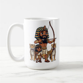 Oude Egyptische jacht met luipaarden Koffiemok