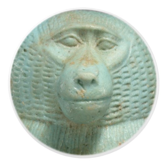 Oude Egyptische Jade Baviaan Snout Museum standbee Keramische Knop (Voorkant)