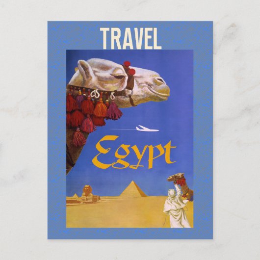 Oude Egyptische Kameel Piramide Woestijn Reizen Briefkaart (Voorkant)