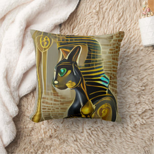Oude Egyptische kat Goddess Bastet AI Art Kussen