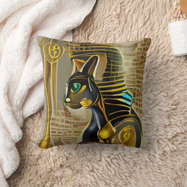 Oude Egyptische kat Goddess Bastet AI Art Kussen (Deken)