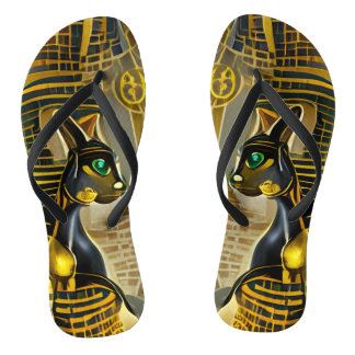 Oude Egyptische kat Goddess Bastet AI Art Teenslippers