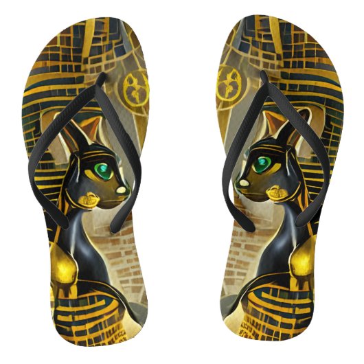 Oude Egyptische kat Goddess Bastet AI Art Teenslippers (Voetbed)