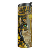 Oude Egyptische kat Goddess Bastet AI Art Thermosbeker (Gedraaid links)