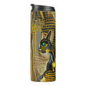 Oude Egyptische kat Goddess Bastet AI Art Thermosbeker (Geroteerd rechts)
