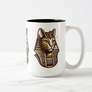 Oude Egyptische Kat Koffiemok – Pharao Kat Desi Tweekleurige Koffiemok