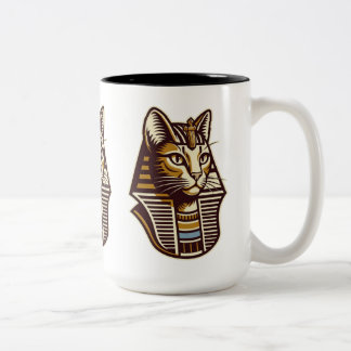 Oude Egyptische Kat Koffiemok – Pharao Kat Desi Tweekleurige Koffiemok