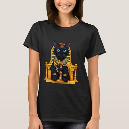 Oude Egyptische Kat Koningin T-shirt (Voorkant)