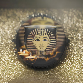 Oude Egyptische koning met gloeiende kaarsverlicht Papieren Bordje