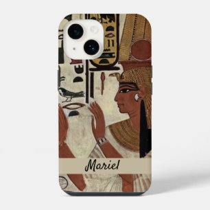 Oude Egyptische Koningin in Zwart en Beige iPhone 14 Hoesje