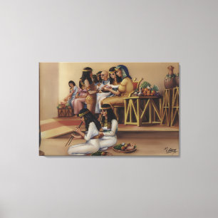 Oude Egyptische Koninklijke Banket Fijne Kunstprin Canvas Afdruk