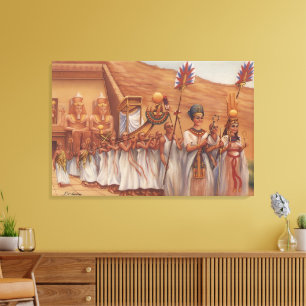 Oude Egyptische Koninklijke Processie Abu Simbel K Canvas Afdruk