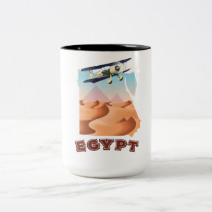 Oude Egyptische landkaart reisposter Tweekleurige Koffiemok