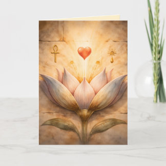 Oude Egyptische Lotus Valentijn Waterverf Kunst Kaart