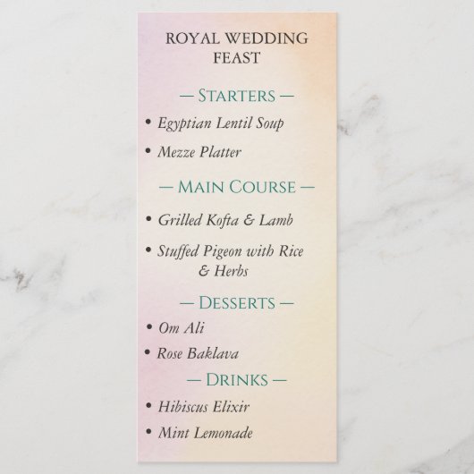 Oude Egyptische Lotus Wedding Menu (Voorkant)